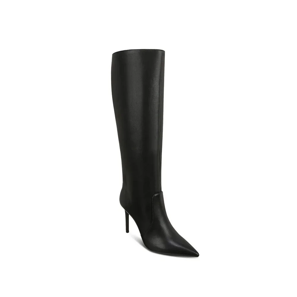 INC Womens 6.5 M Black Havannah Faux Leather High Heel Knee High Boots NIB QL0